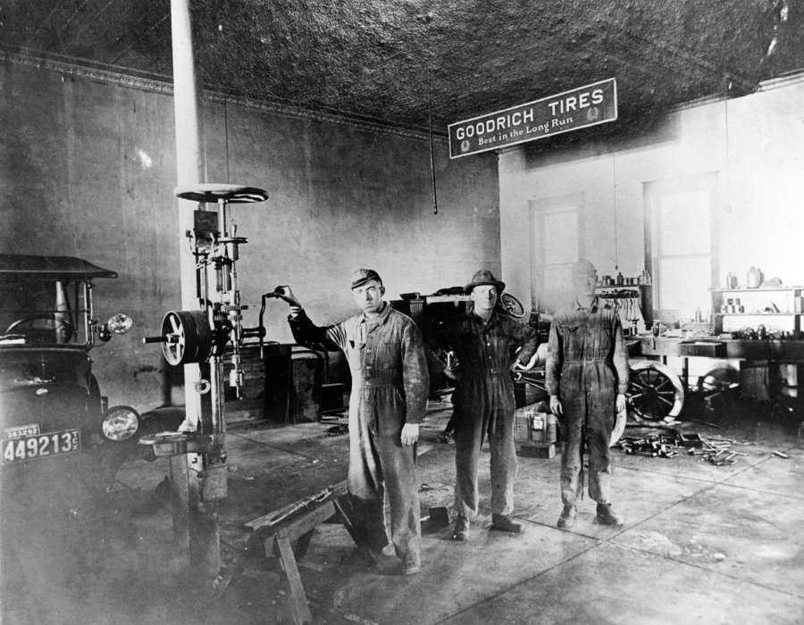 Interior view of Stratton Bros. Garage